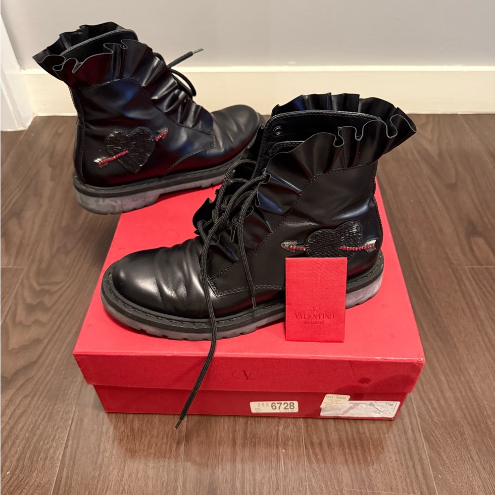 Valentino Garavani Black Ruffle Boots